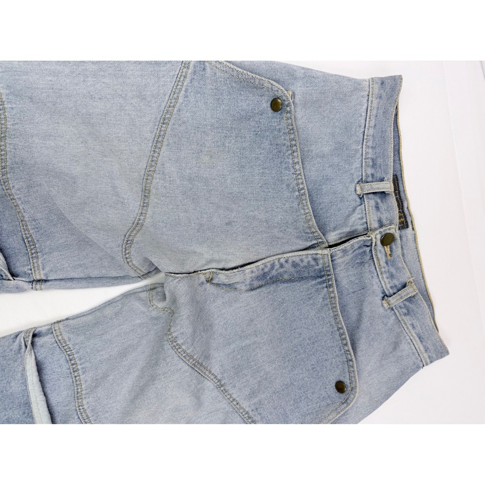 Vintage Y2K Express Avant Garde Utility Panel Barrel Leg Jeans Light Wash 4 - Picture 9 of 14